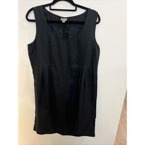 J Jill sleeveless pleated black 100% Linen dress Y2K Boho medium